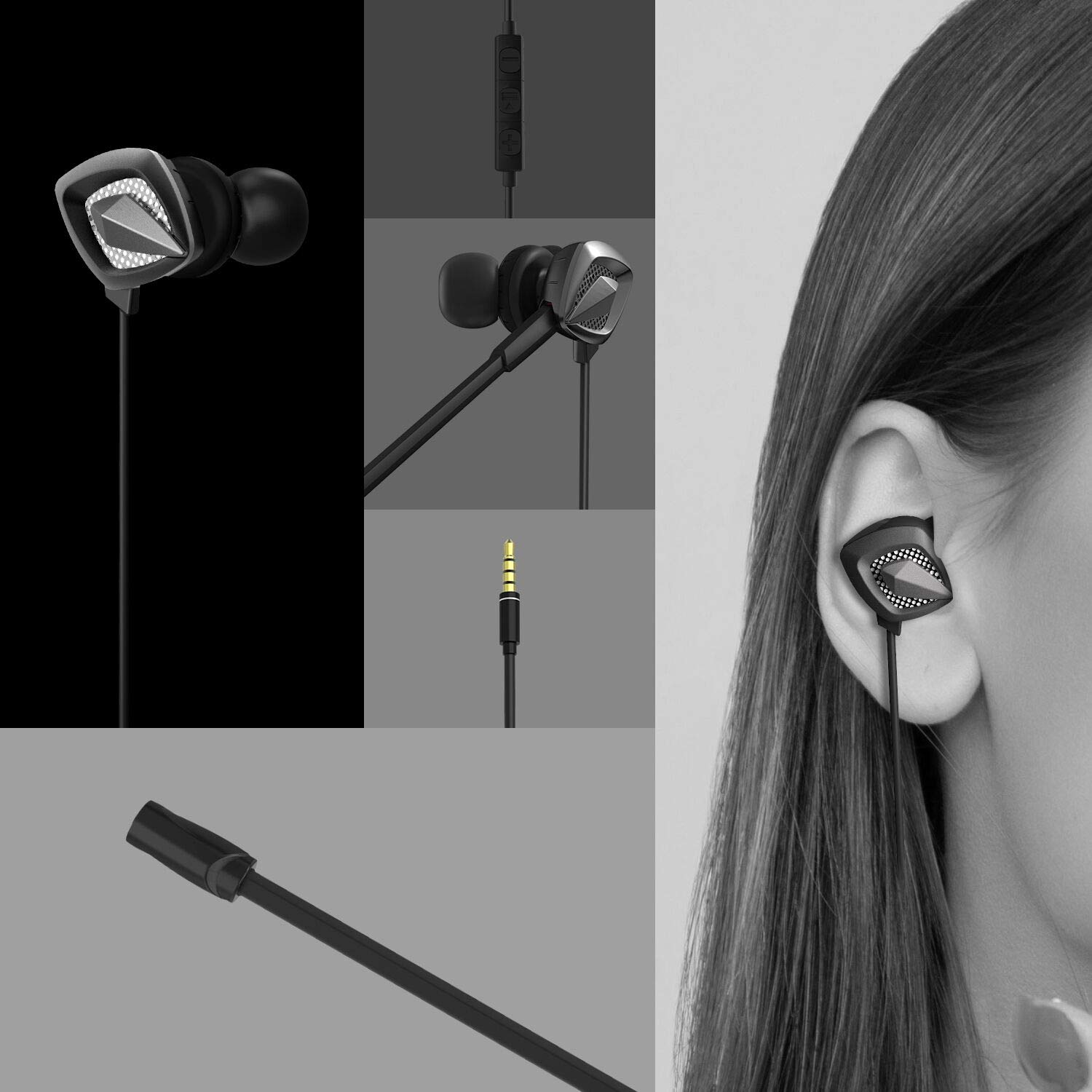 Cosmic Byte Cosmos Graphite in-Ear Earphone with Removable Mic (Black/Silver) - Image 2
