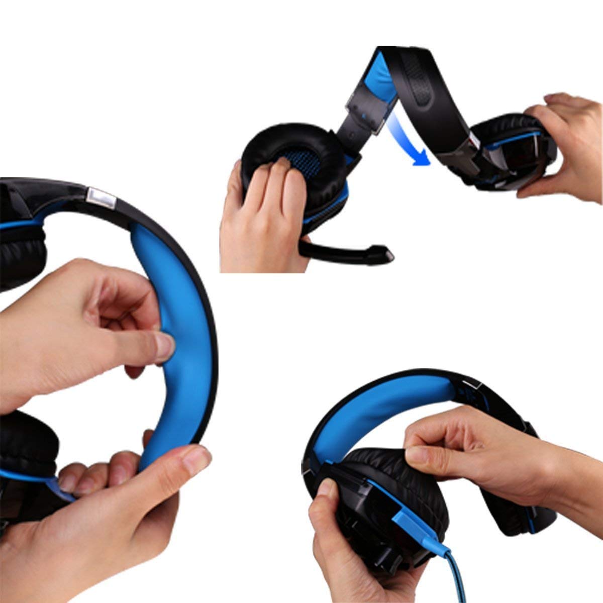 Cosmic Byte Kotion Each Over the Ear Headsets with Mic & LED - G2000 Blue, Rubberized Texture - Image 3