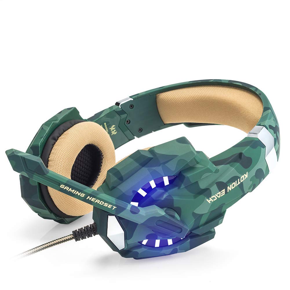 Kotion Each G9600 Gaming Headphone with Mic and LED Camo Green - Image 3