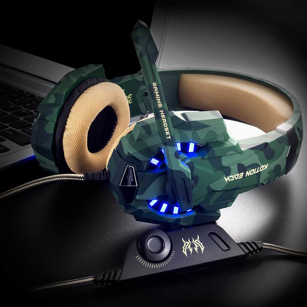 Kotion Each G9600 Gaming Headphone with Mic and LED Camo Green - Image 4