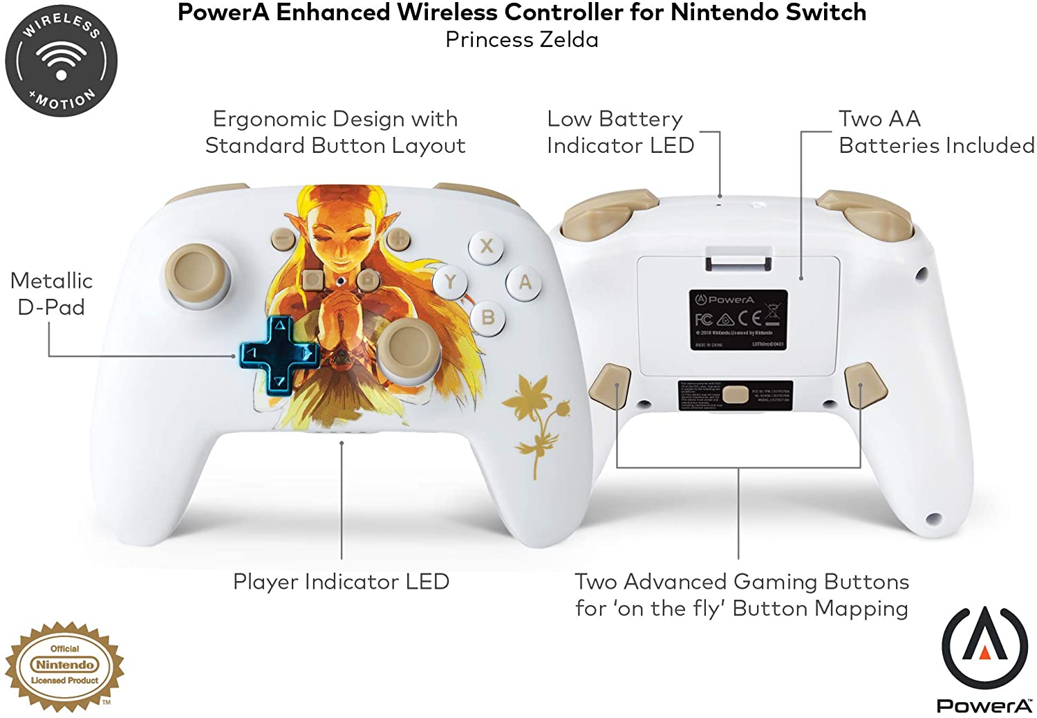 PowerA Enhanced Wireless Controller Nintendo Switch Princess Zelda - Image 3
