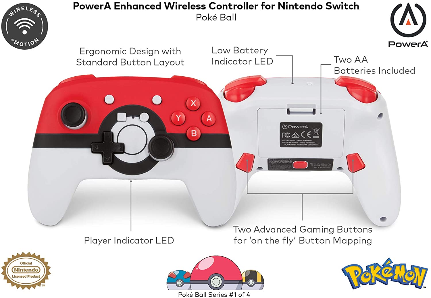 PowerA Enhanced Wireless Controller Nintendo Switch Pokeball Edition - Image 2