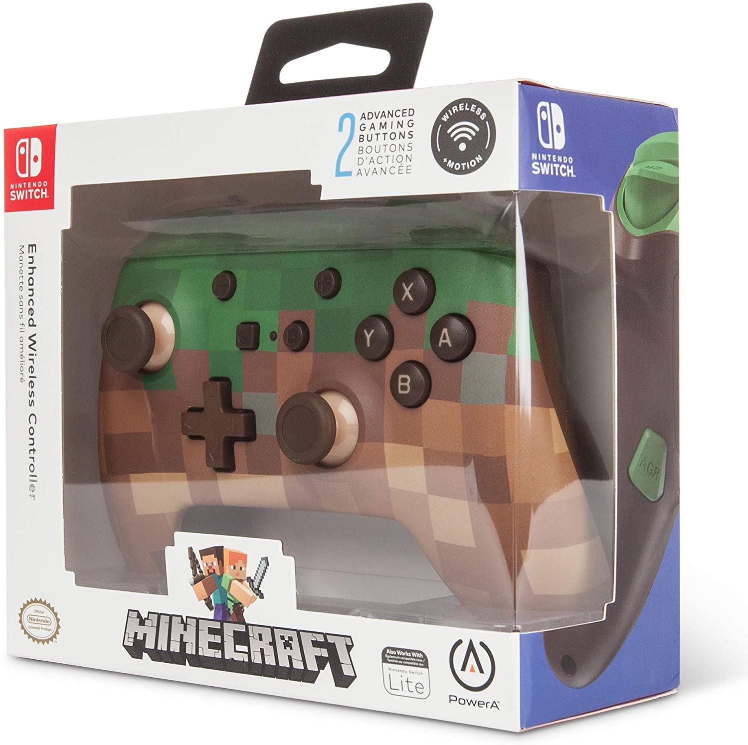 PowerA Enhanced Wireless Controller Nintendo Switch Minecraft Grass Block - Image 3