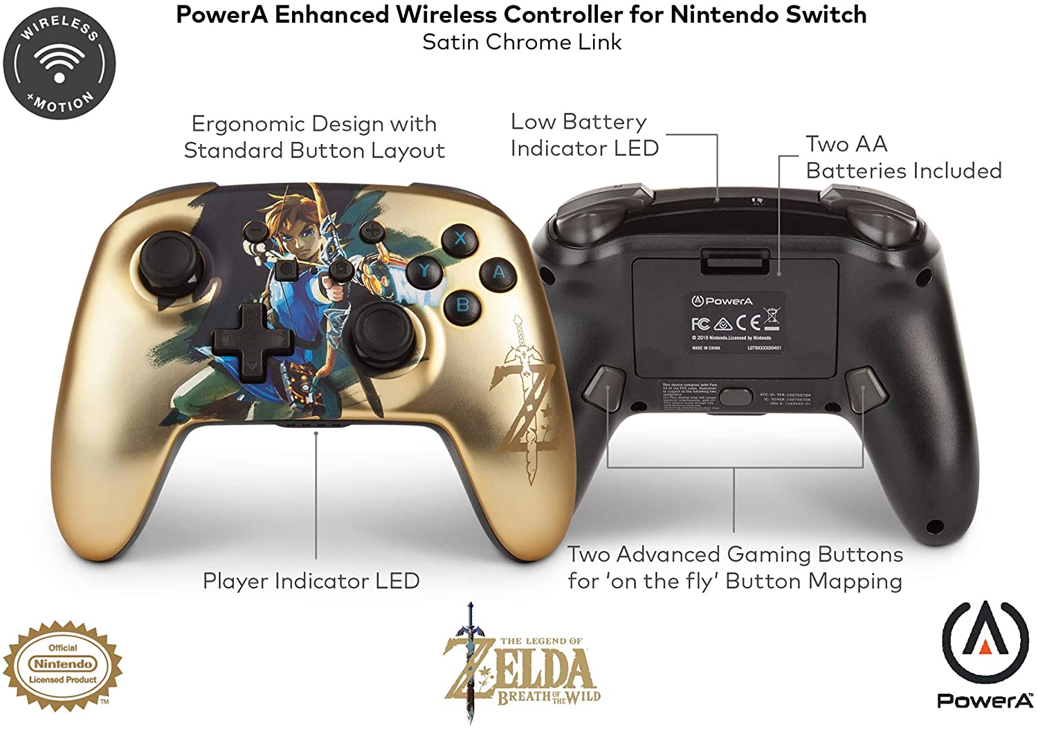 PowerA Enhanced Wireless Controller Nintendo Switch Satin Chrome Link - Image 3