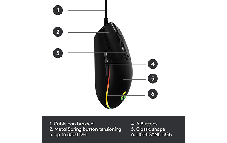 Logitech G102 LIGHTSYNC Gaming Mouse - Image 3