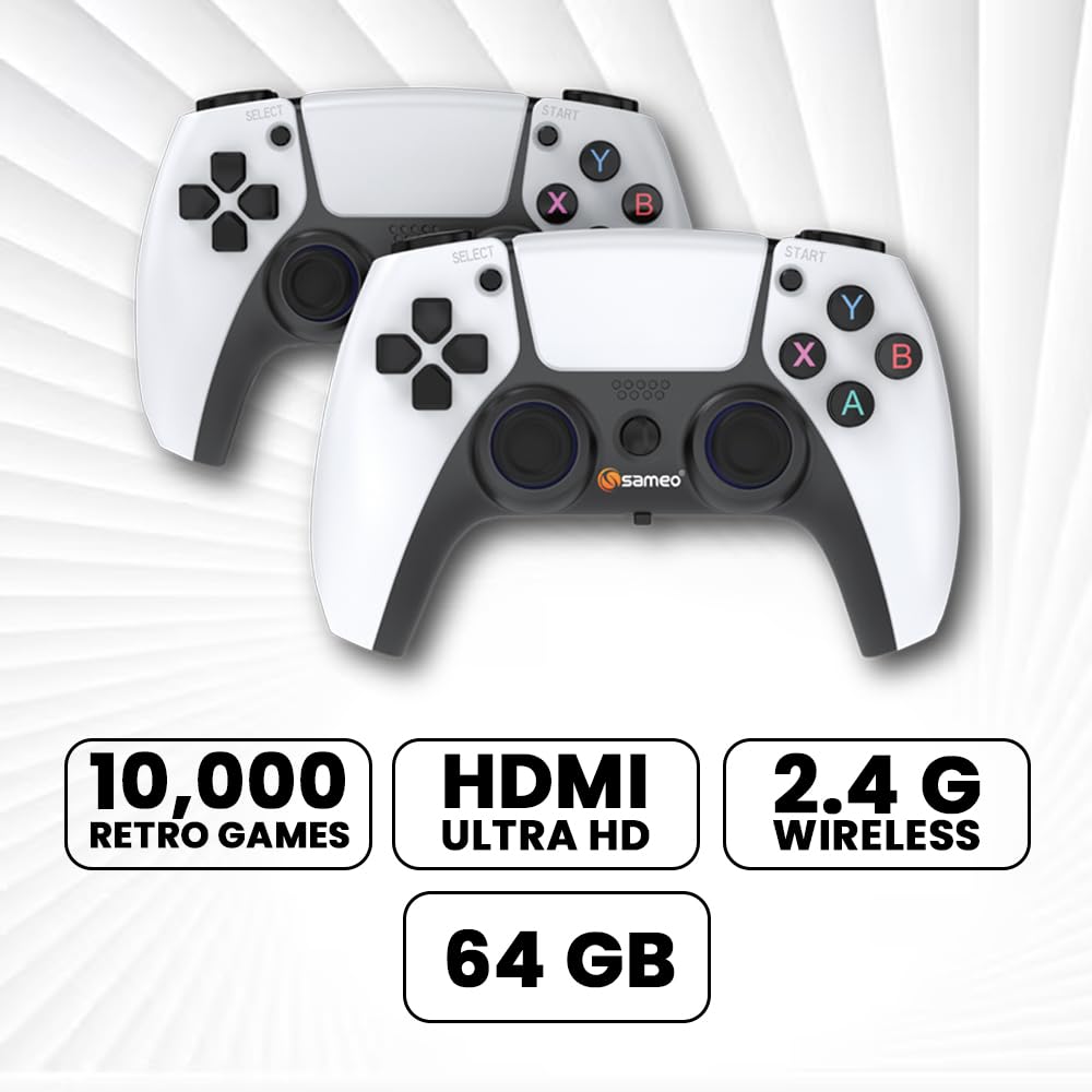Sameo Micro Lite HDMI Gaming Console ,Game Stick, Video Games, Console Built -in 10000 Retro Games Dual Player- 4K Ultra HD Wireless TV Game Stick,Video Game for Kids (White) - Image 5
