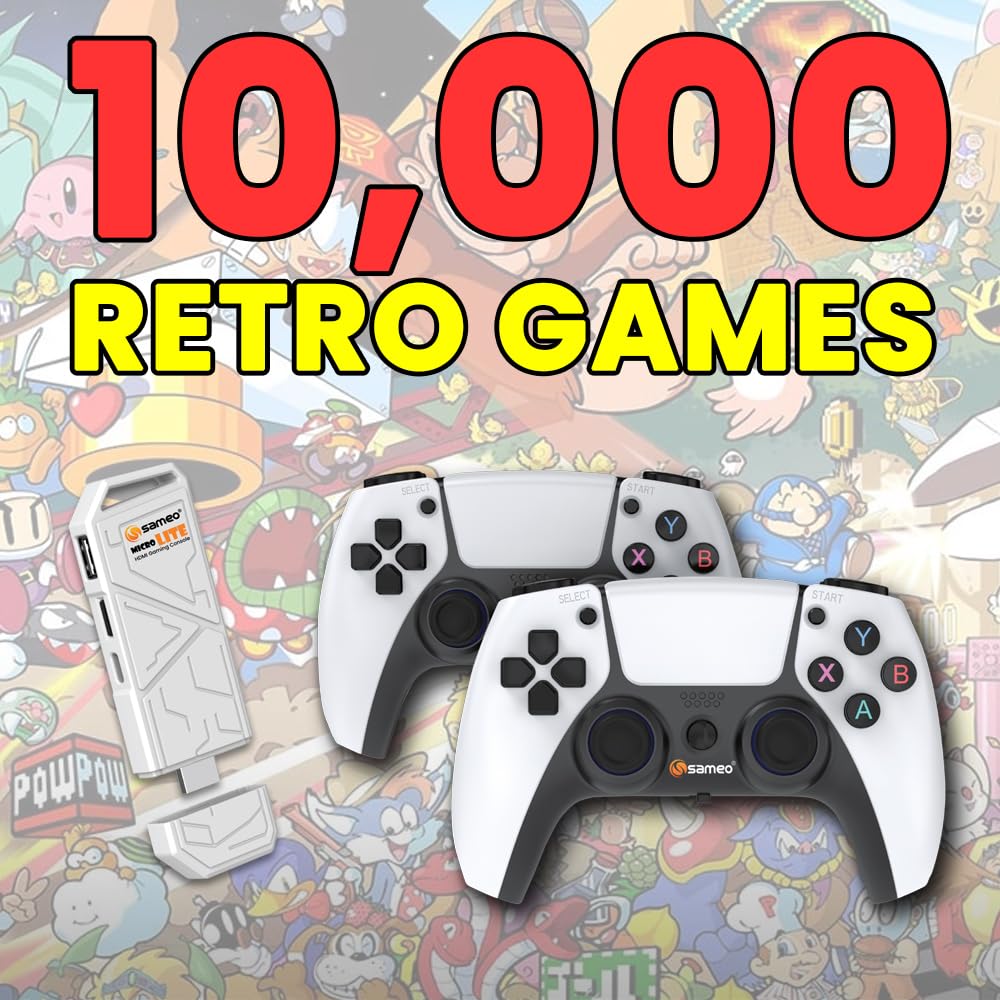 Sameo Micro Lite HDMI Gaming Console ,Game Stick, Video Games, Console Built -in 10000 Retro Games Dual Player- 4K Ultra HD Wireless TV Game Stick,Video Game for Kids (White) - Image 4