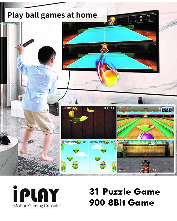 Sameo i Play 32 Bit Motion TV Video Game Console for Kids with 962Built in Games 31 Motion Sports Games,31 Casual Puzzle Games and 900 8-Bit Games Toy Birthday Gift for Boys Girls - Image 4