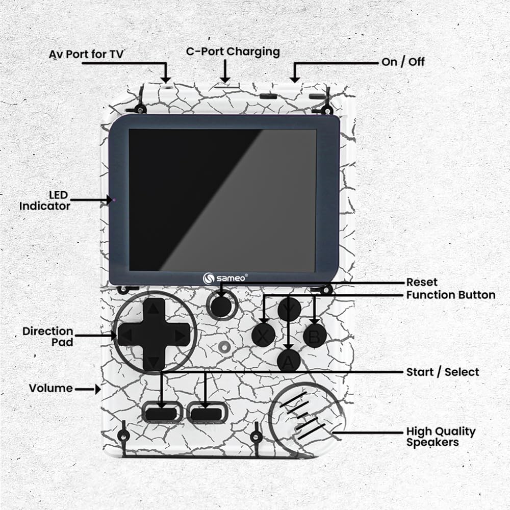 Sameo Handheld Video Game Console, Dreamboy Retro Mini Game with 500 Classic Retro Game TV Compatible for Kids, Rechargeable 8 Bit Classic (Marble White) - Image 5