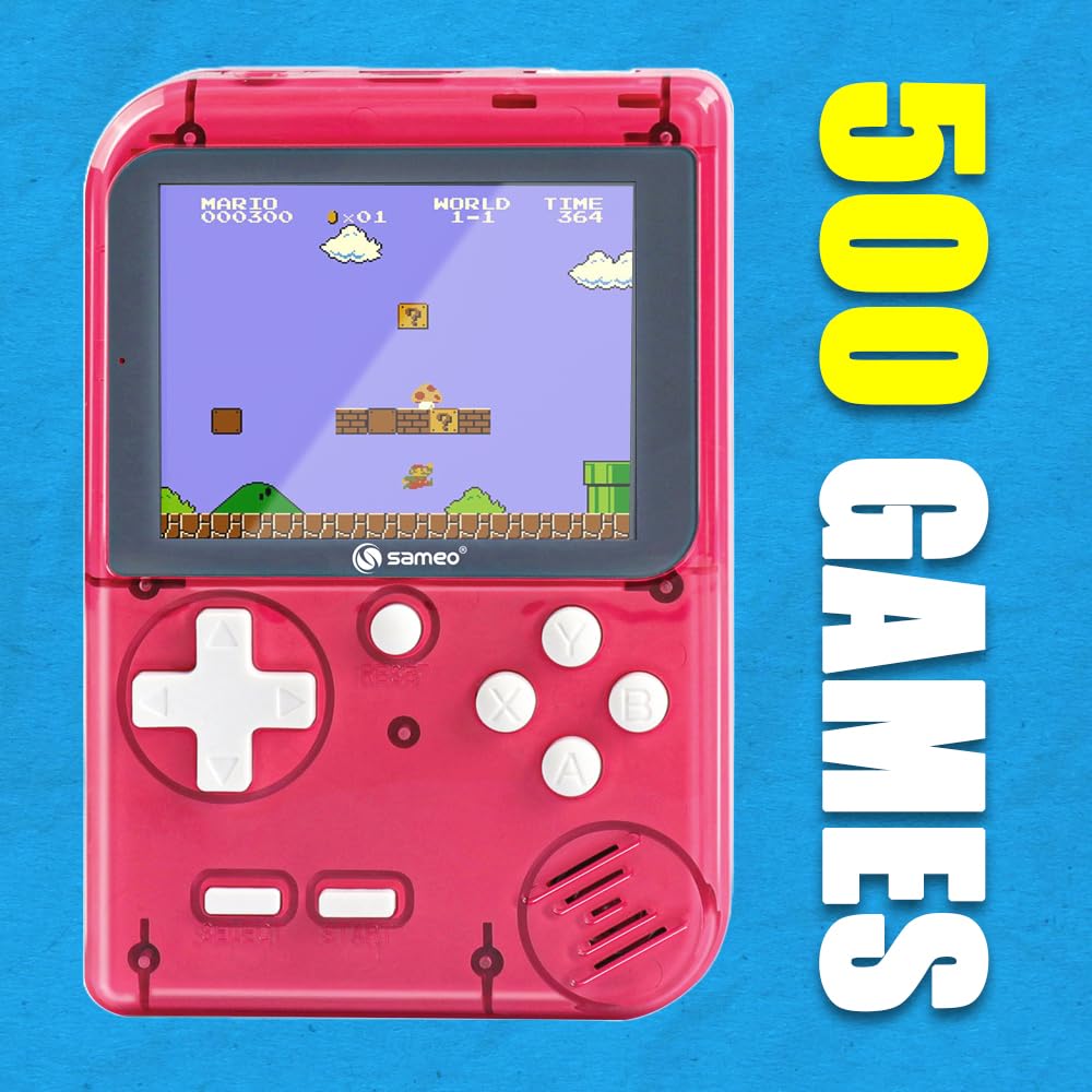 Sameo Handheld Video Game Console, Dreamboy Retro Mini Game with 500 Classic Retro Game TV Compatible for Kids, Rechargeable 8 Bit Classic (Ice Red) - Image 4