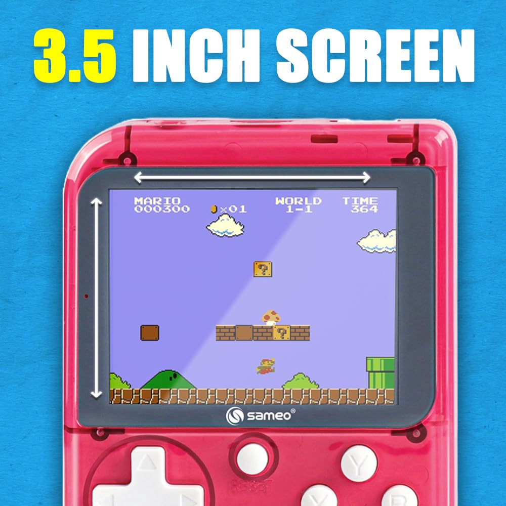 Sameo Handheld Video Game Console, Dreamboy Retro Mini Game with 500 Classic Retro Game TV Compatible for Kids, Rechargeable 8 Bit Classic (Ice Red) - Image 3