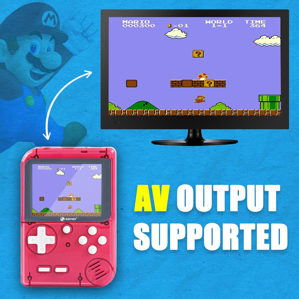 Sameo Handheld Video Game Console, Dreamboy Retro Mini Game with 500 Classic Retro Game TV Compatible for Kids, Rechargeable 8 Bit Classic (Ice Red) - Image 2