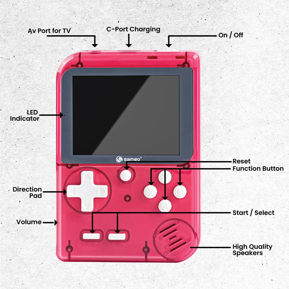 Sameo Handheld Video Game Console, Dreamboy Retro Mini Game with 500 Classic Retro Game TV Compatible for Kids, Rechargeable 8 Bit Classic (Ice Red) - Image 5